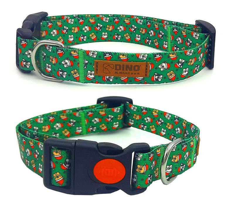 Obroża dla psa Świąteczna Zapinana Taśma 25mm/33-50cm Dino