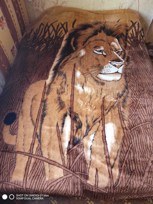 Двоспальный евро плед,одеяло Польша "Лев в камышах"р.180*230