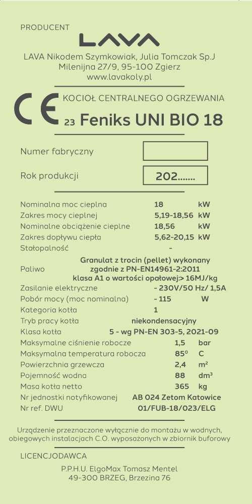 Kocioł UniBio 18kW