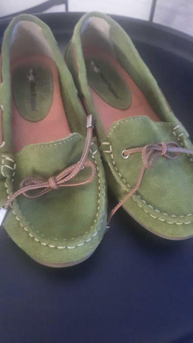 Mokasyny buty skóra Hush Puppies 38 zielone Ecco