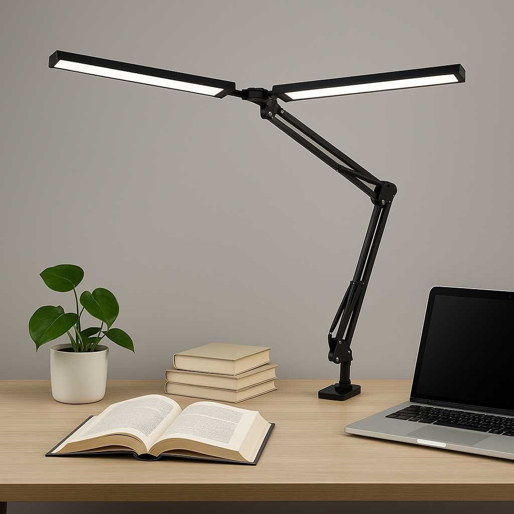 Lampa kreślarska LED do biurka z regulacją jasności i barwy.