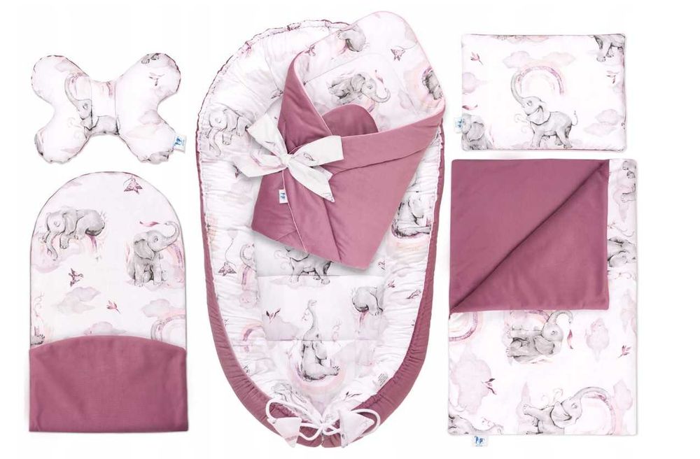 Kokon niemowlęcy otulacz zestaw z rożkiem bawełna/velvet 6w1 Lantigo