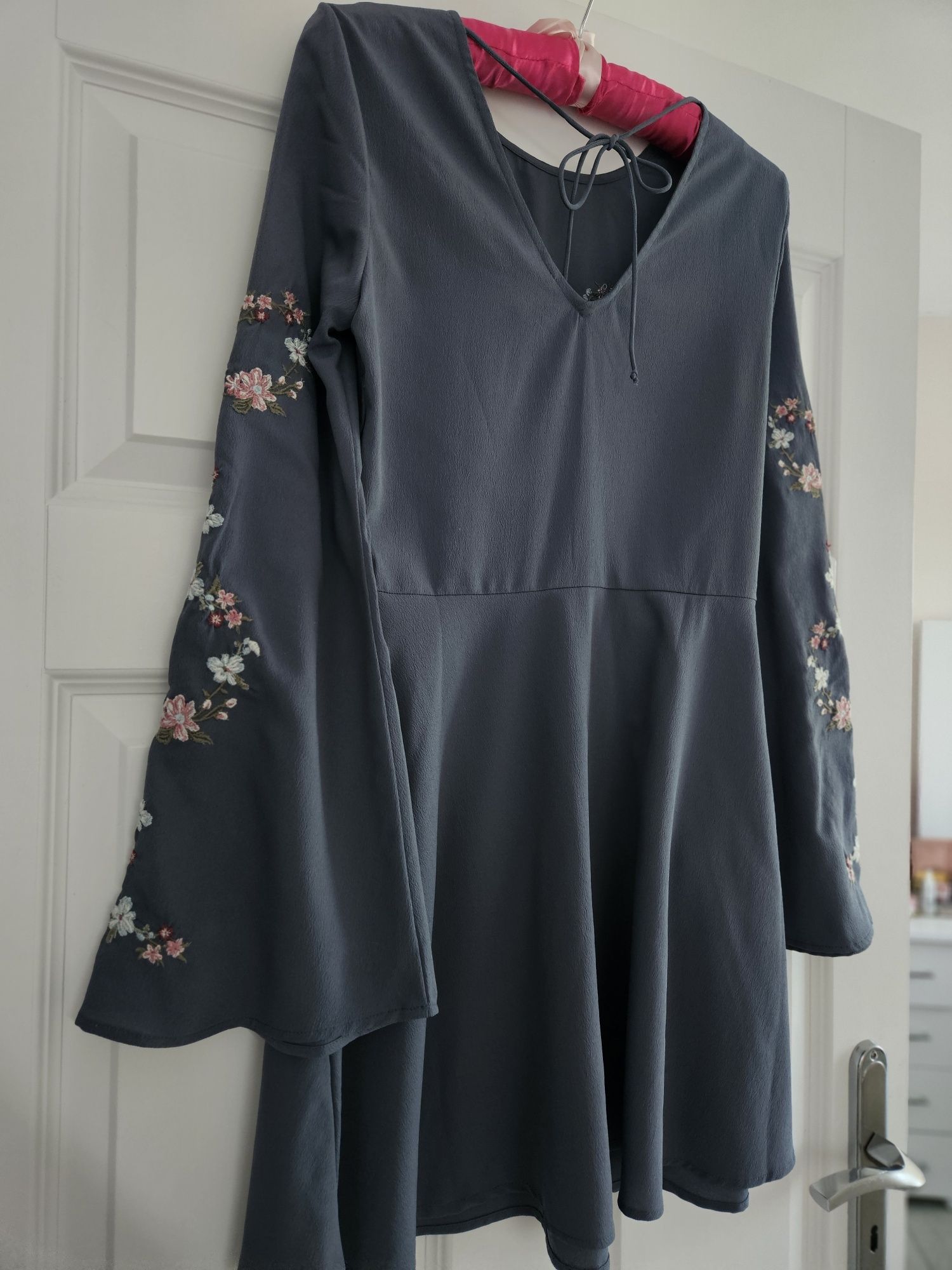 Sukienka boho haft unikat folk floral print H&M r. 36 nowa