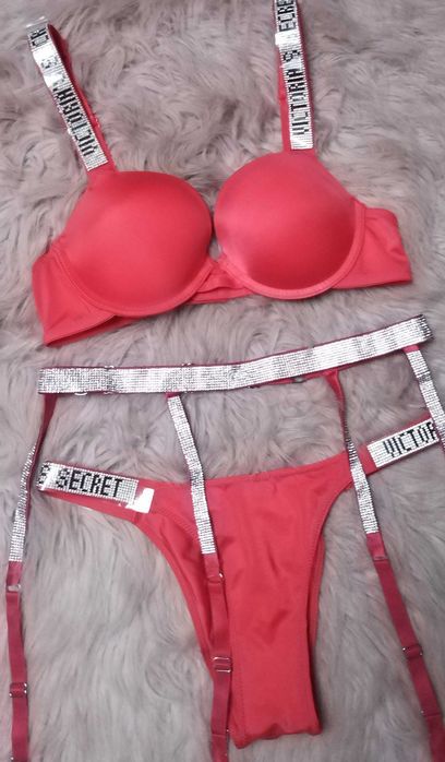 sexi komplet bielizny victoria secrwt prezent cyrkinie błysk cyrkonia