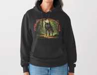 Bluza z wilkiem i cytatem "Wszystko jest po coś" – czarna, unisex, M/L