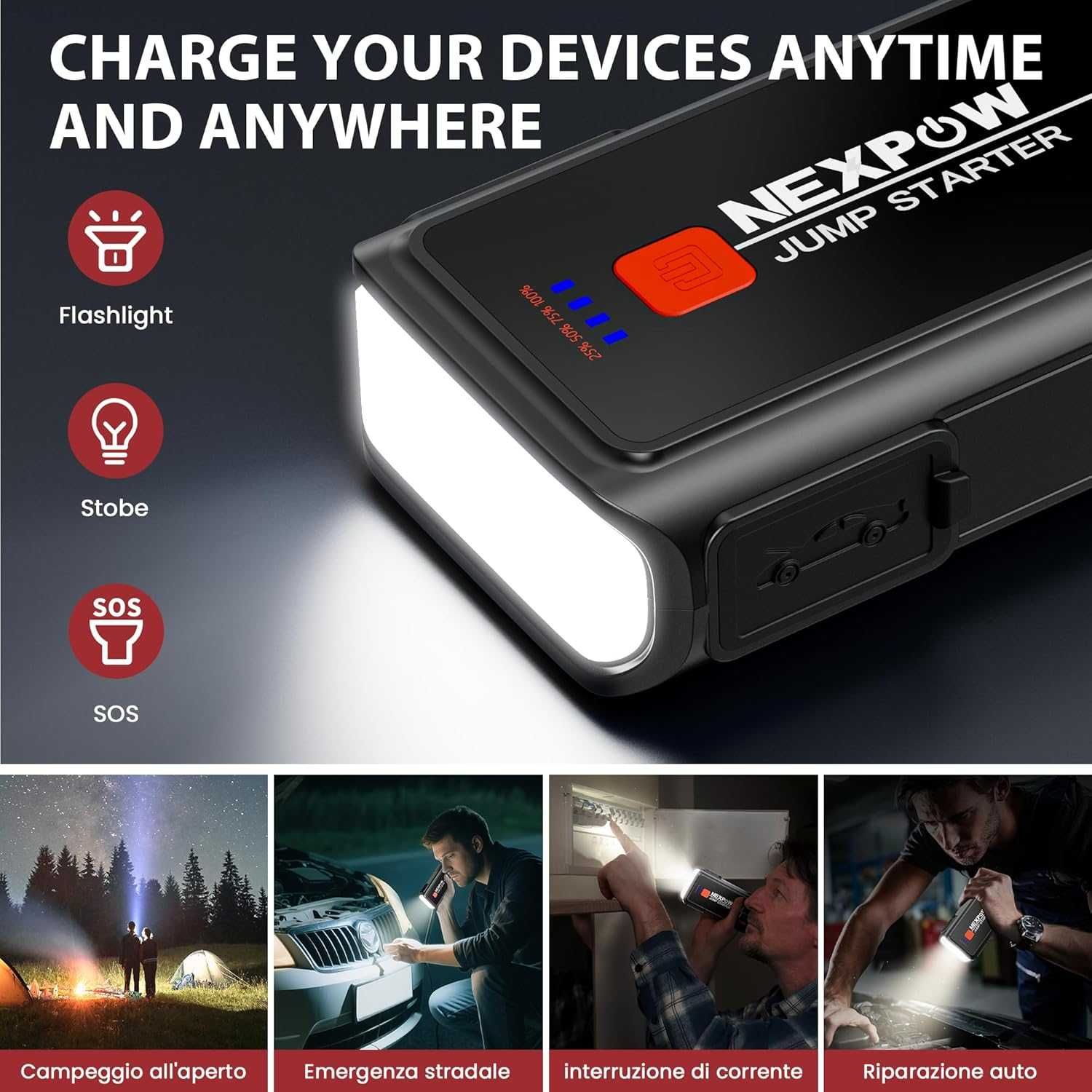NEXPOW Powerbank, Urządzenie Rozruchowe do Samochodu, 3000A