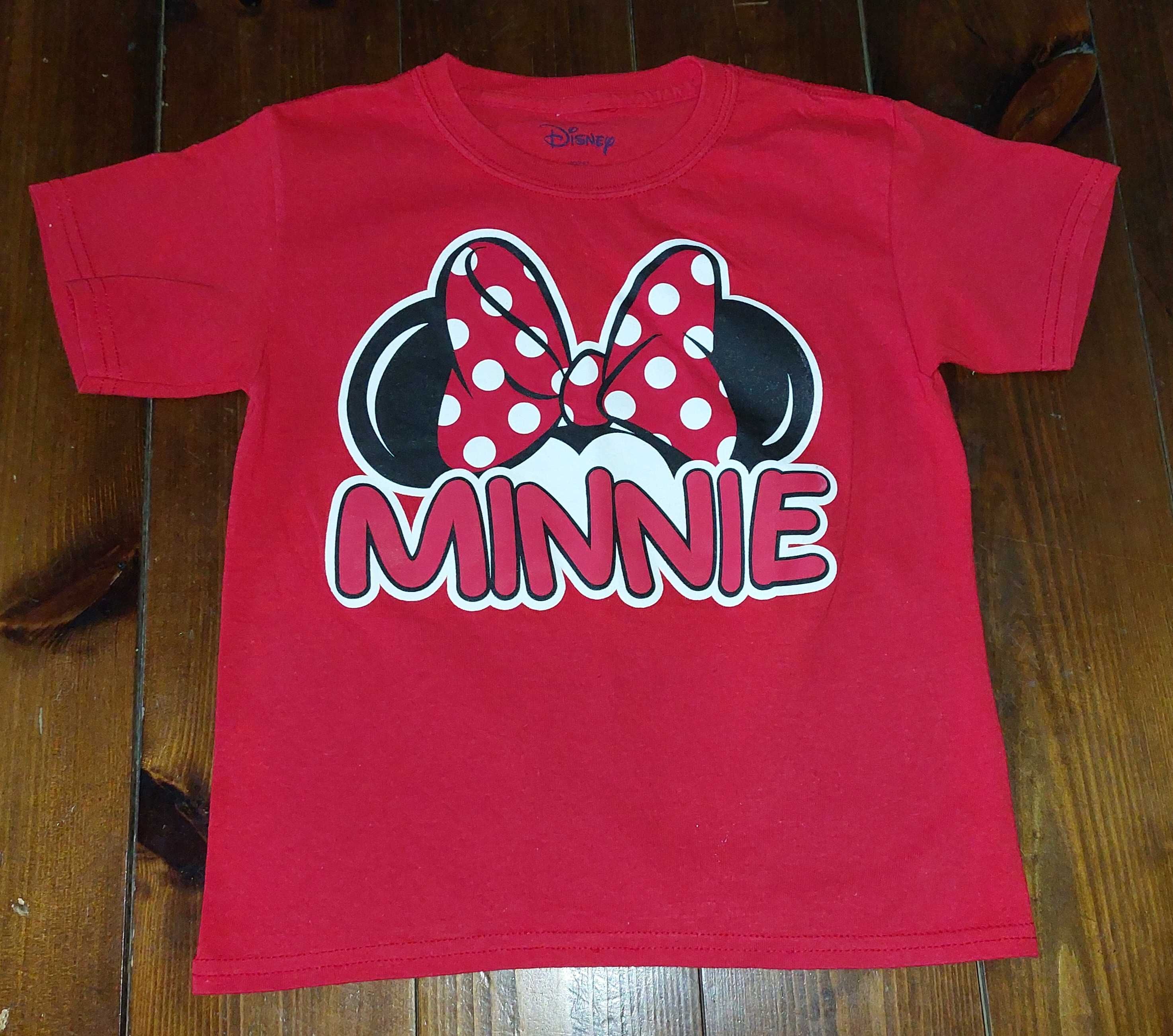 Disney, T-shirt dziewczęcy, czerwony, Minnie Mouse, rozmiar 104/110