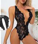 Body koronkowe czarne bodystocking otwarty krok seksowne erotyczne S36