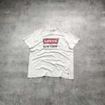 MĘSKA Koszulka PREMIUM Biała Bawełna Levis Nadruk NY New York Casual