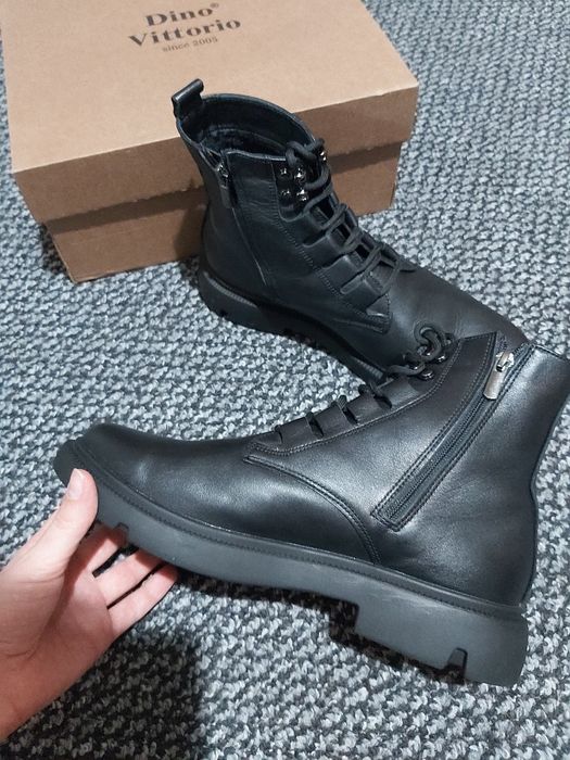 Шкіряні ботинки демісезонні жіночі чорні 41 розміру , унісекс