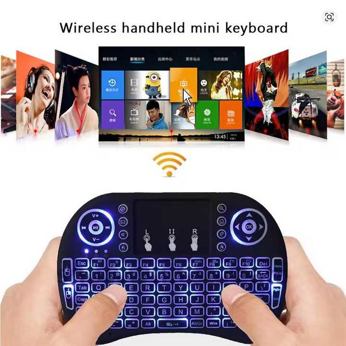 Mini Teclado Sem Fio i8 – Air Mouse com Touchpad e Luz LED