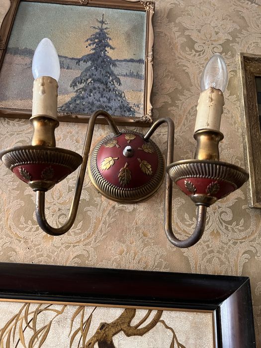 Stare kinkiety bordowo zlote vintage