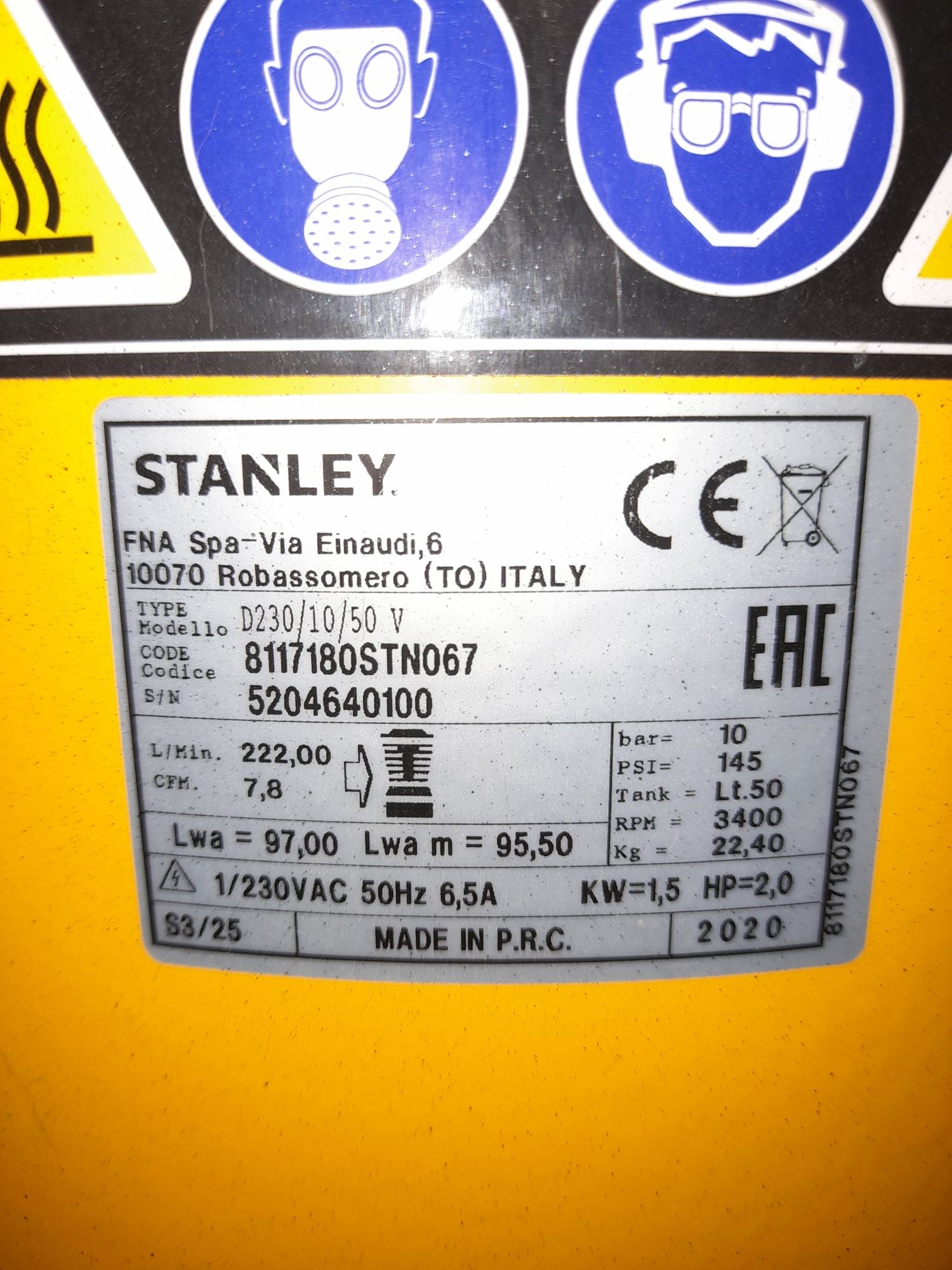 Compressor Stanley Vertical 50L