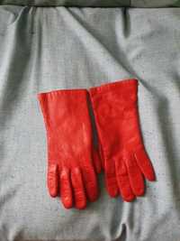 Rękawiczki skórzane czerwone rozmiar M/L