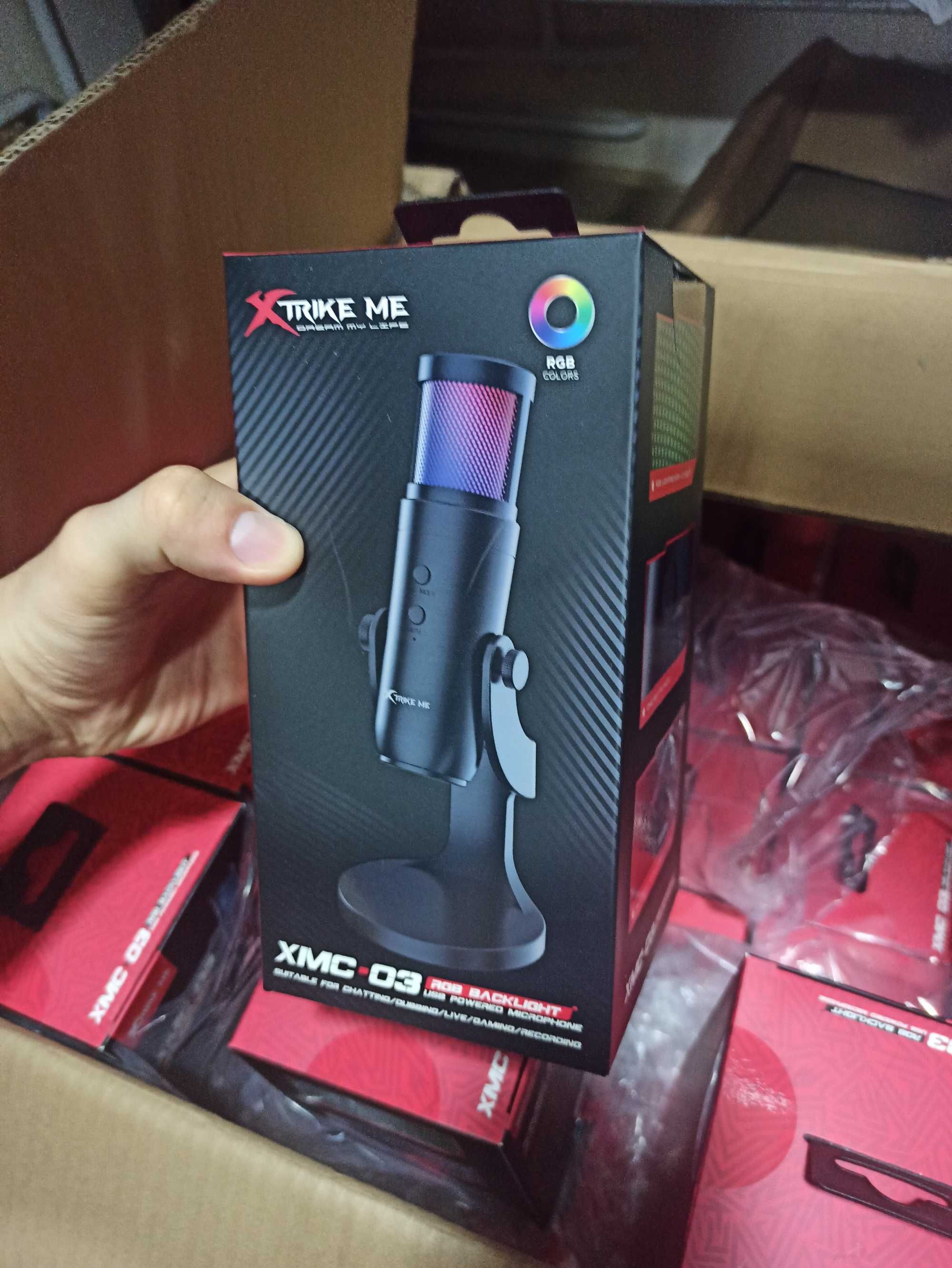 Ігровий провідний мікрофон XTRIKE ME-03 з RGB підсвіткою ігри стрім