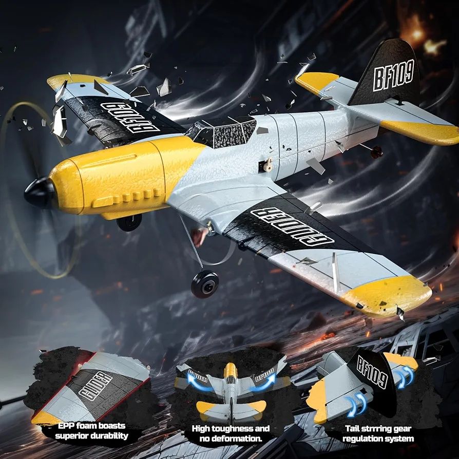 Samolot DEERC RC BF-109 – zdalnie sterowany, 3-kanałowy myśliwiec