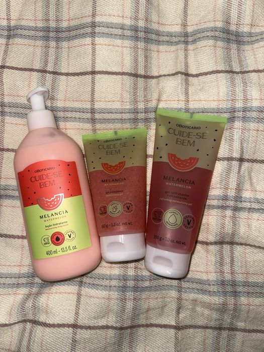 Kit Completo Cuide-se Bem Melancia – Esfoliante + Creme + Gel |Novo