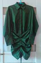 Koszulowa zielona sukienka oversize PrettyLittleThing