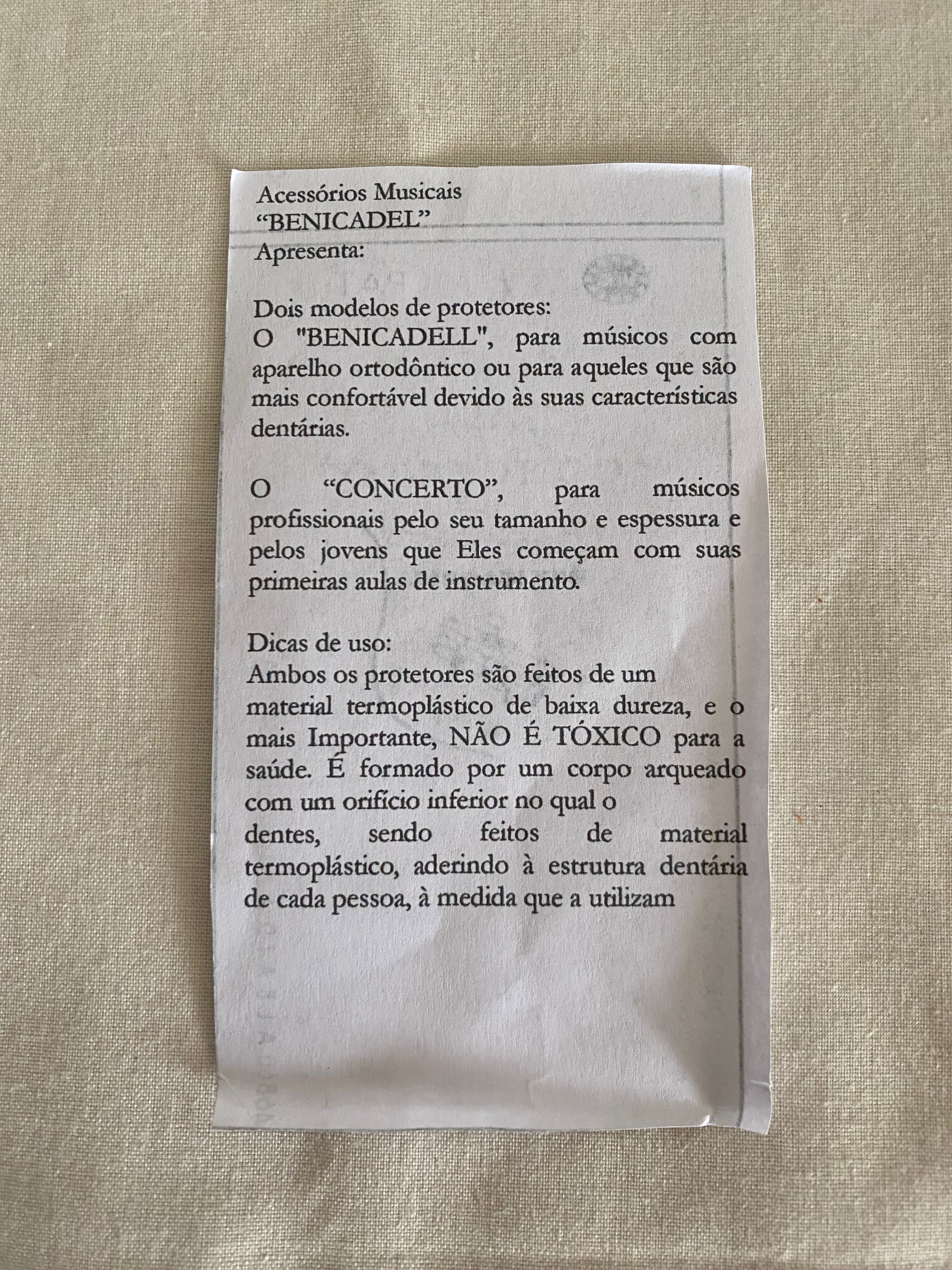 Protetor labial de clarinete - sem uso - Benicadell