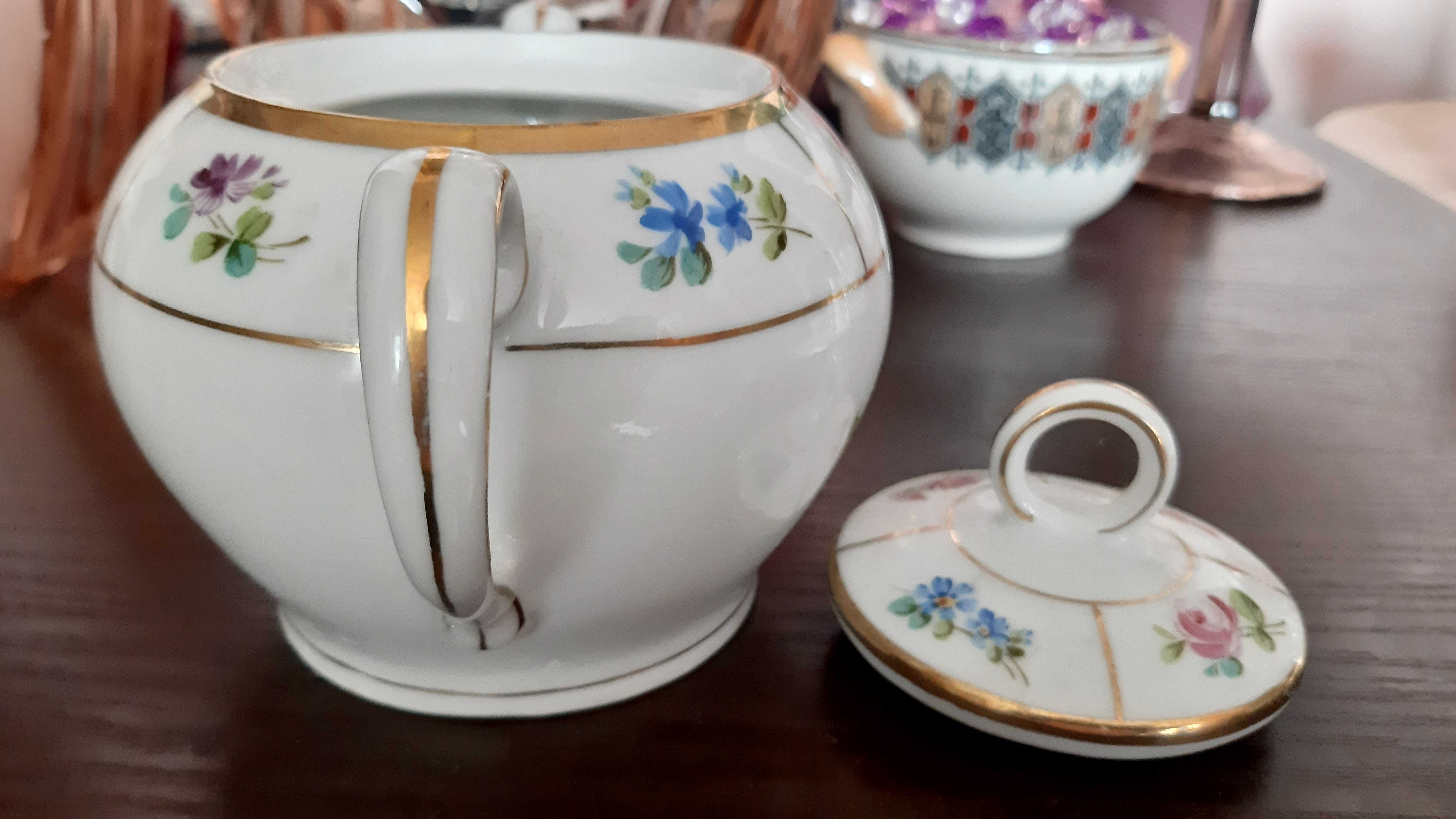 Cukiernica czechosłowacka w kwiaty - stara porcelana