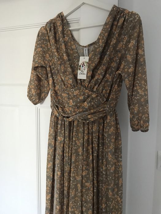 Długa sukienka w kwiaty retro vintage Dollyglamshop