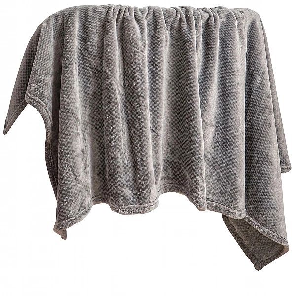 Koc Mikrofibra Pluszowy Drobna Kratka Pled Willy 200x220 Grafitowy