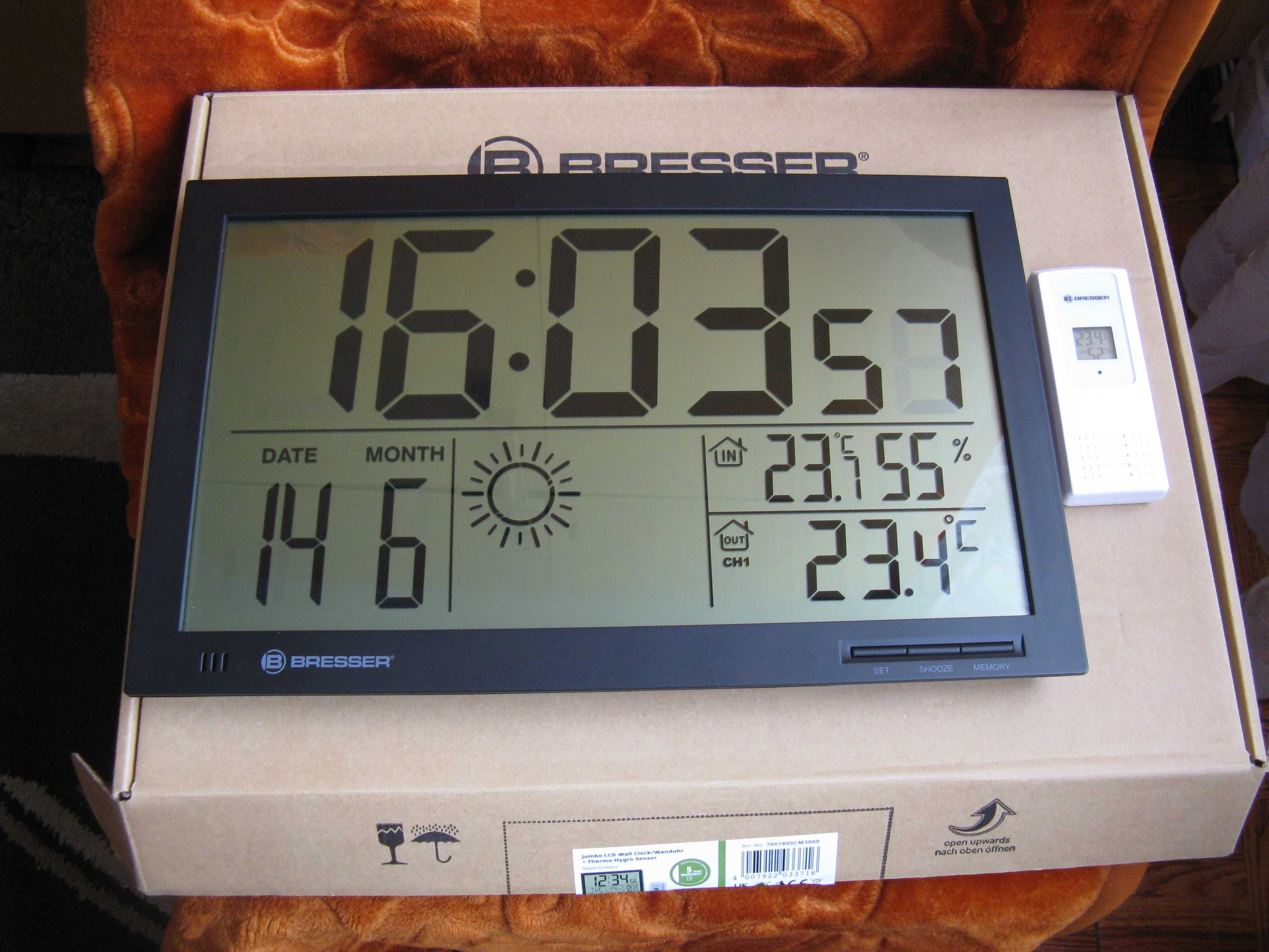BARDZO DUŻY Zegar ścienny Bresser MyTime Jumbo LCD, czarny