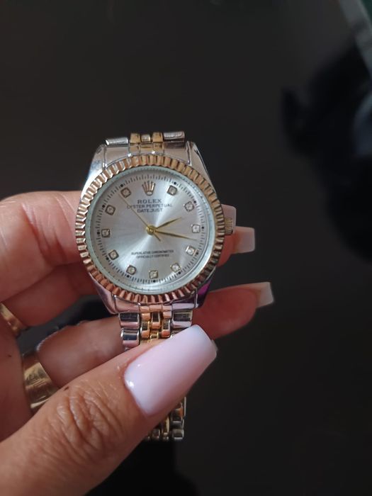 Zegarek klasyczny damski srebrno złoty premium