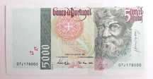 Nota Nova a Última de 5.000 escudos da serie Navegadores, 1998