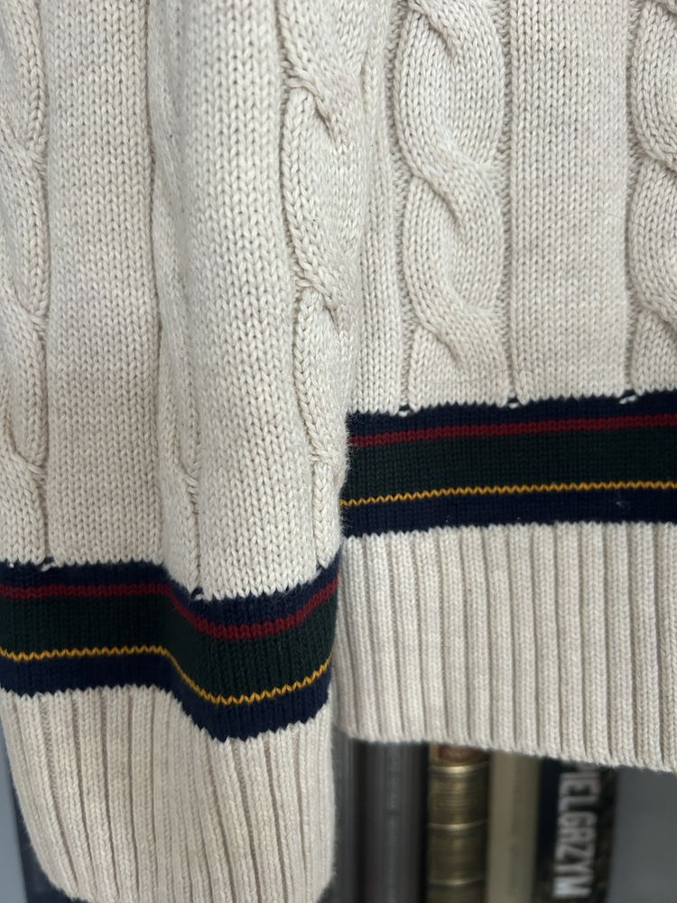 Sweter męski kardigan McNeal w warkocze na guziki beżowy cardigan