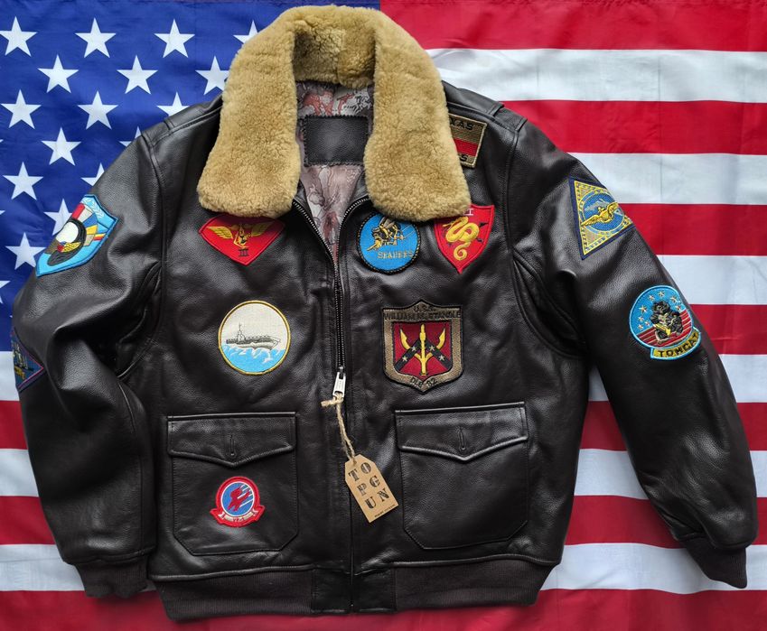 Top Gun 2XL Duża skórzana kurtka pilotka brązowa 2022 XXL USN