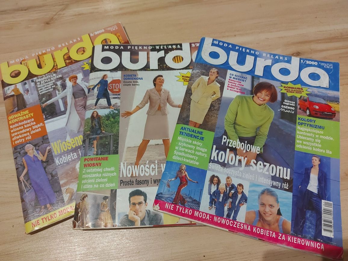 Hobby szycia. 3 szt magazynu Burda 2000 rok