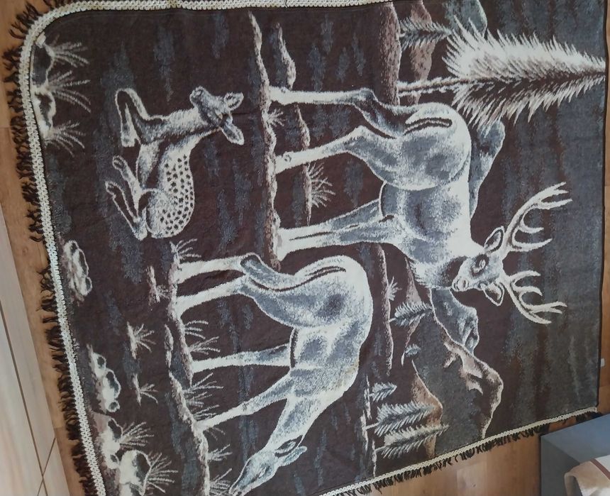 Плед покрывало одеяло, семья оленей.