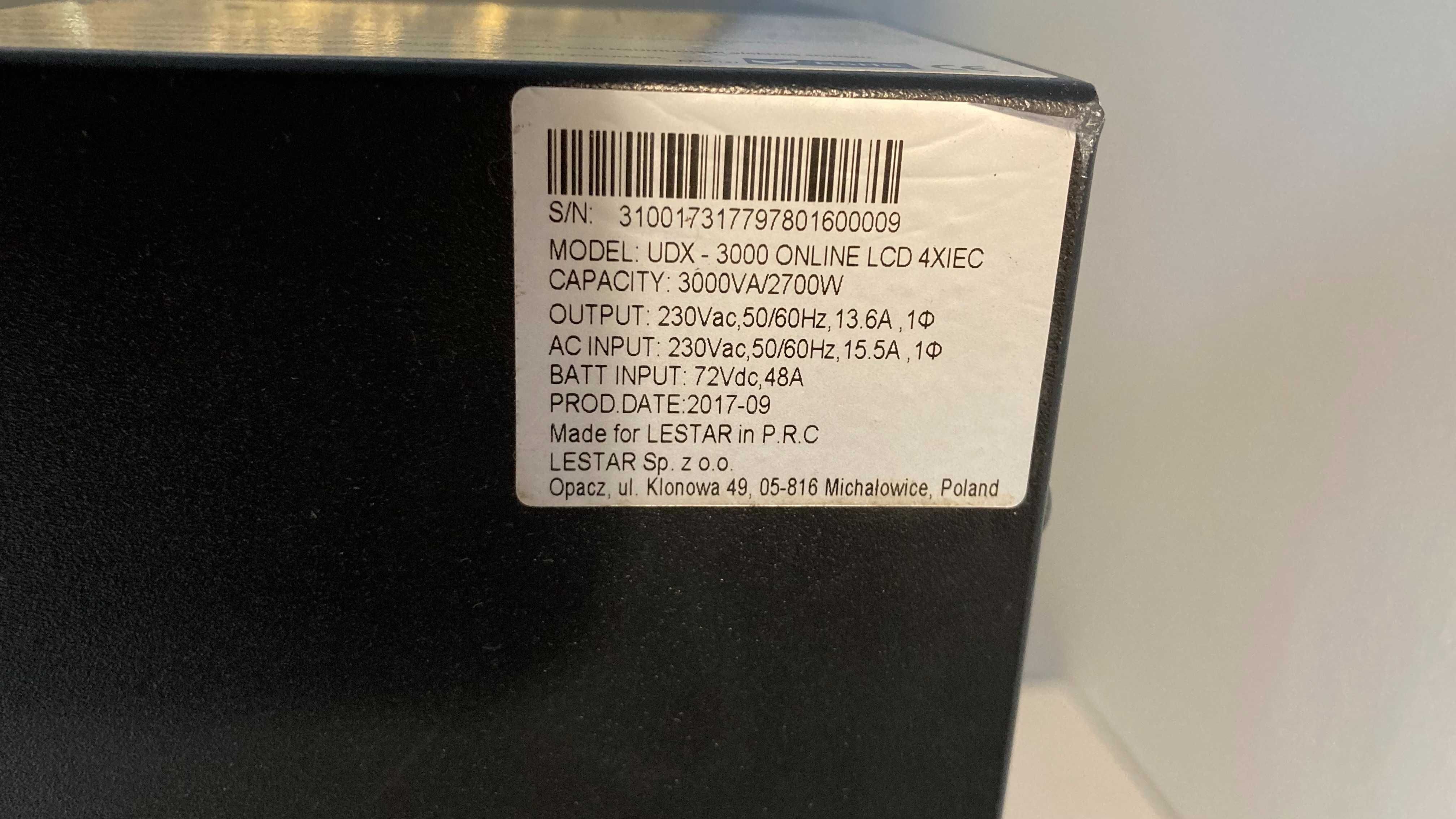 Lestar UPS UDX-3000 profesjonalny zasilacz awaryjny
