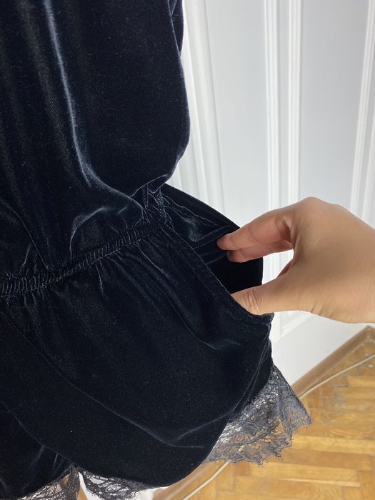 Kombinezon damski krótki czarny 36 S H&M aksamit koronka na okazje