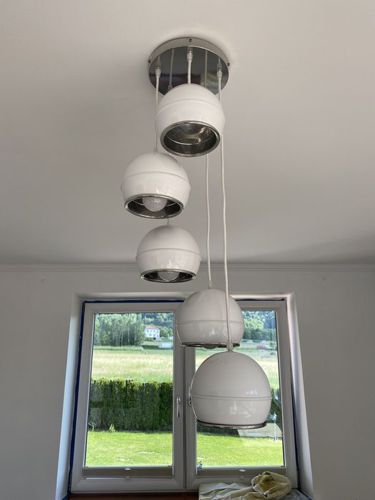 Lampa do salonu biała na 5 żarówek