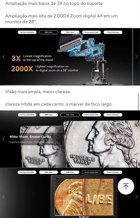 Microscópio Digital 4K chip SONY 2000x