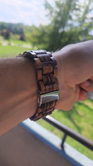 Zegarek drewniany BEWELL Vintage Kwarcowy z bransoletką i kalendarzem