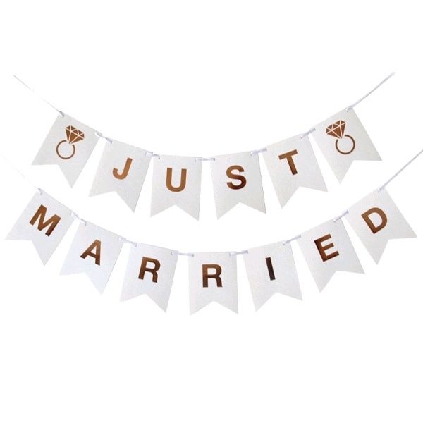 Girlanda napis Just Married Para Młoda dekoracje na ślub wesele