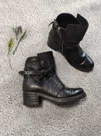 Чорні шкіряні кожані черевики ботинки сапоги AS98 A.S.98кожа
