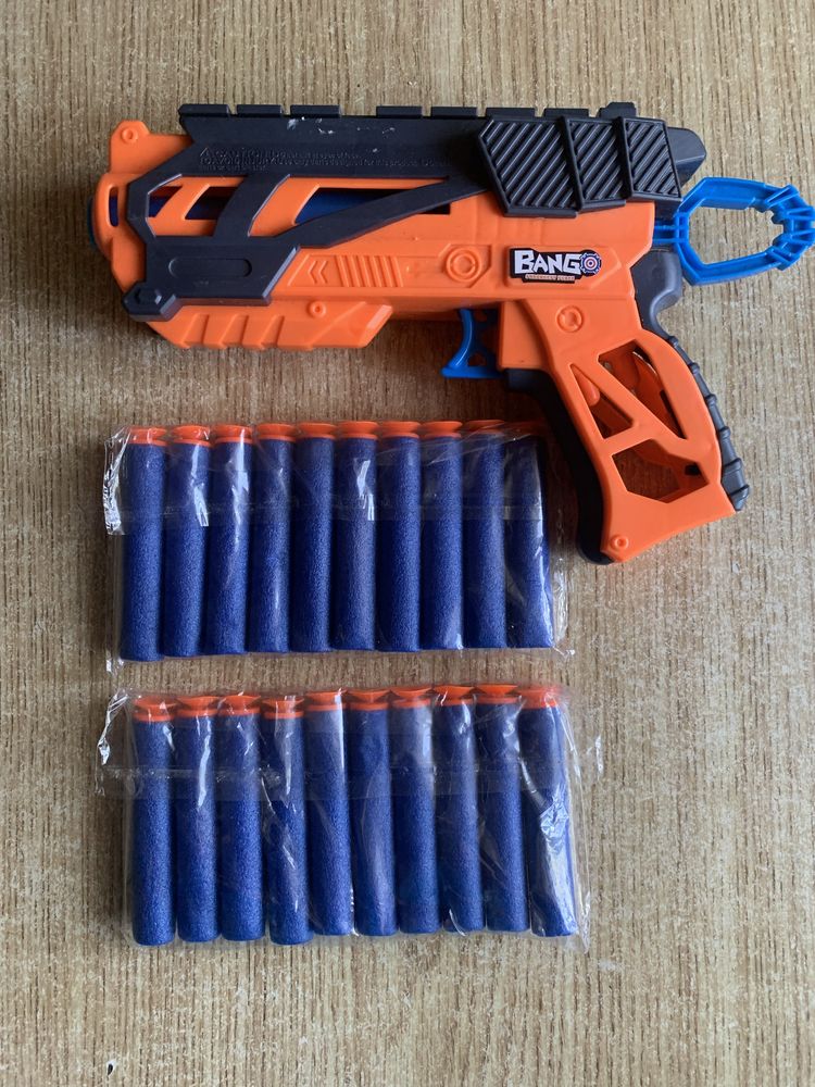 Новый Детский пистолет Nerf oранжевый с мягкими патронами