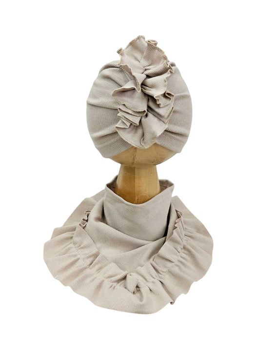 Czapka turban plus chustka z falbanką