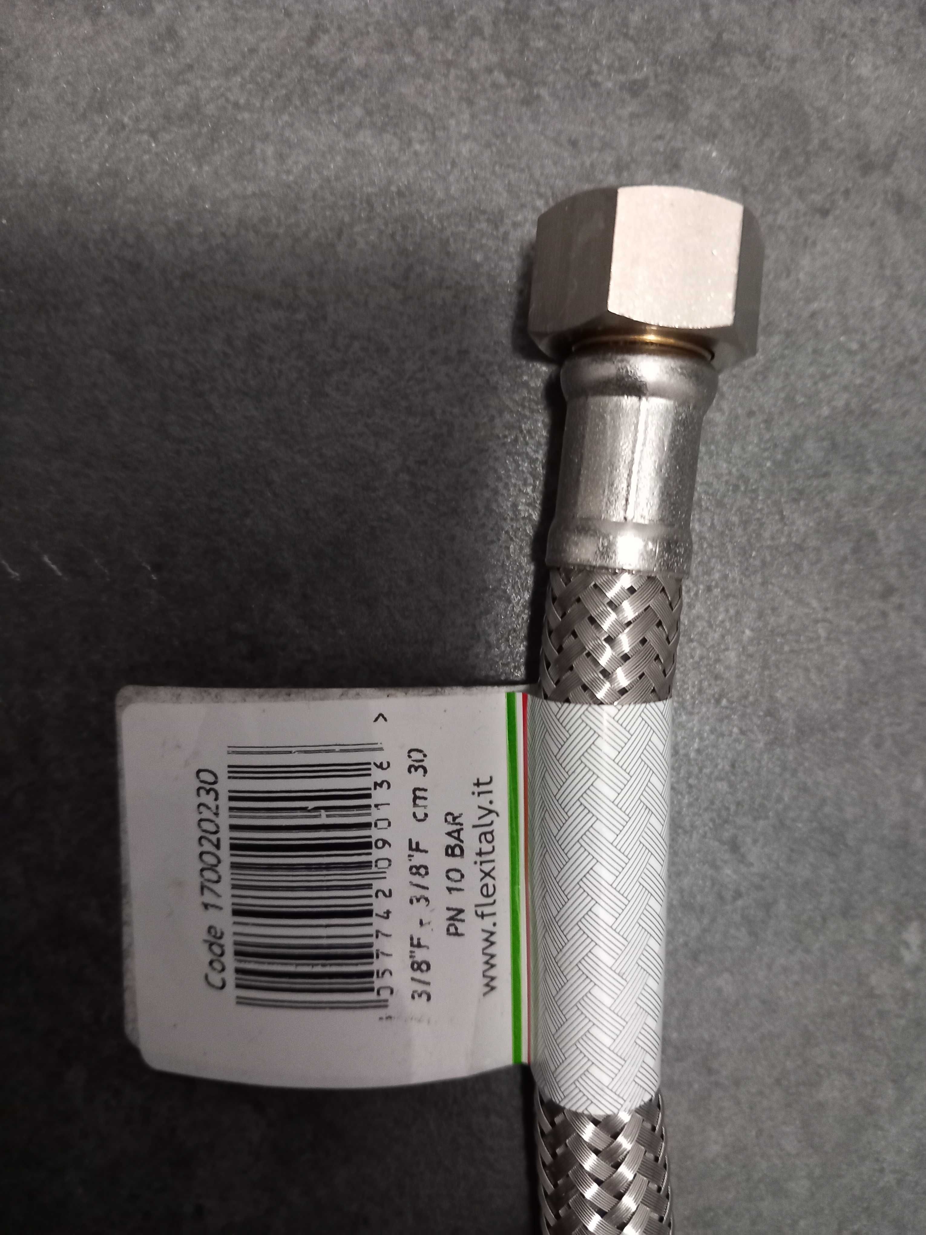Wężyk przyłączeniowy w oplocie ze stali nierdzewnej 3/8"gw x 3/8"