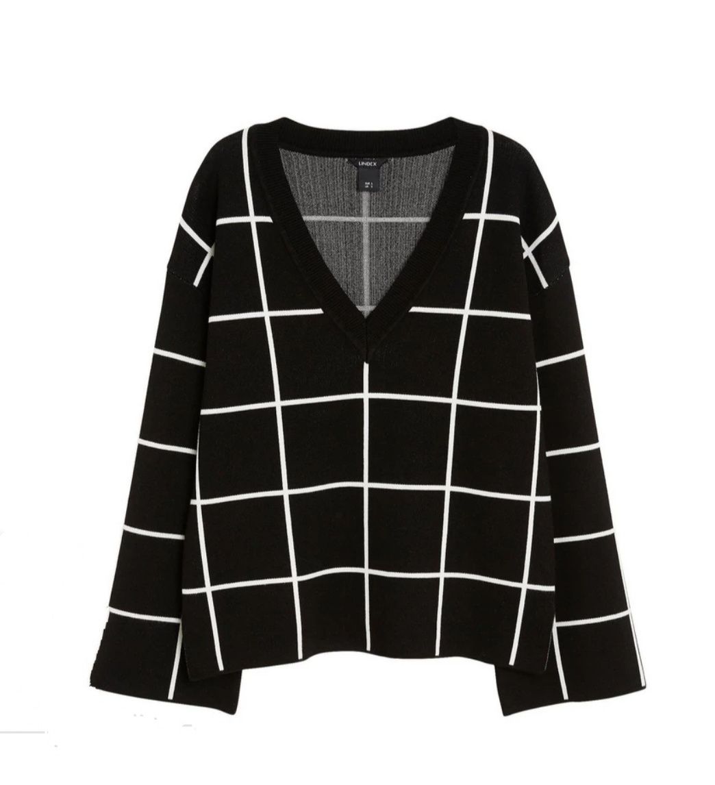 Sweter w serek lindex by Zara krata cudo 36 jak nowy