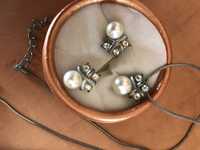 Avon zestaw biżuterii perły srebrny
