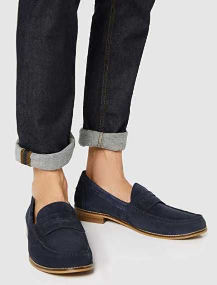 Męskie skórzane buty mokasyny beżowe rozmiar 43