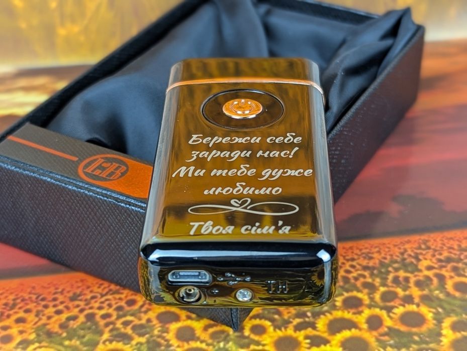 Турбо запальничка з гравіюванням. Зажигалка USB+газ