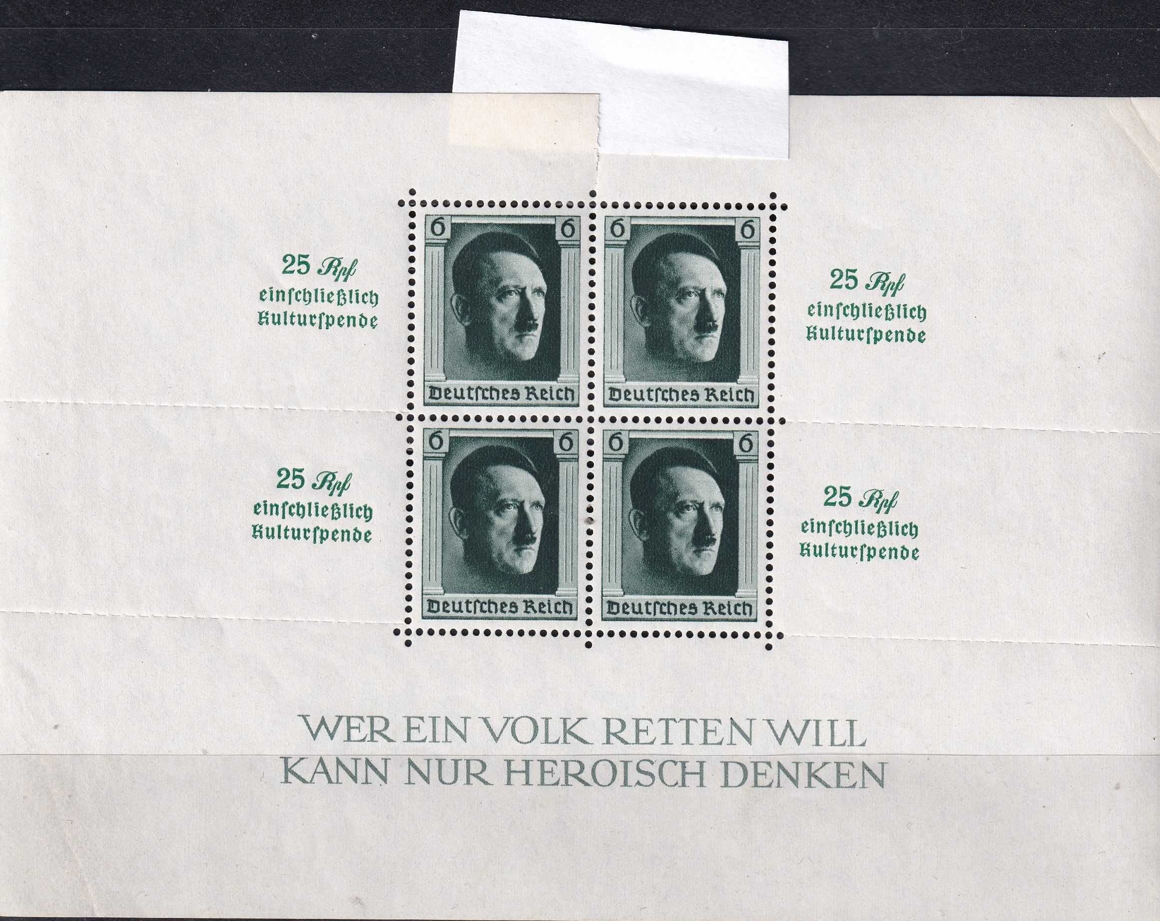 znaczki pocztowe - Deutsches Reich 1937 bl.9 kat.250€ - A.Hitler