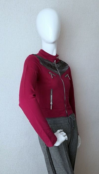 Bluza różowa kurtka ramoneska motocyklówka S XS 36 34 amarant różowa