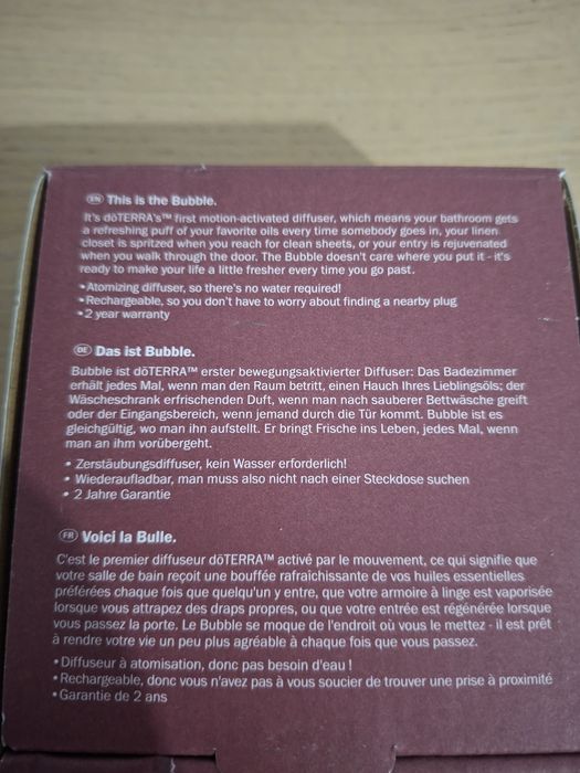 Dyfuzor Doterra Bubble z czujnikiem ruchu NOWY zapakowany